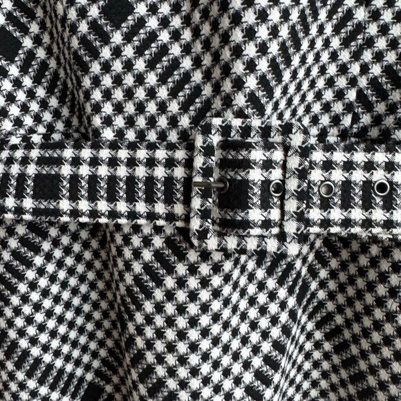 Maggy London Houndstooth Plaid Tucked Midi Modest Office Sheath Dress Size 8 - Picture 3 of 7